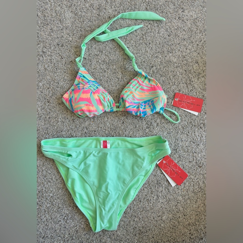 NWT Gossip Mint and Coral Bikini Set Bottoms Size: L Top Size: M